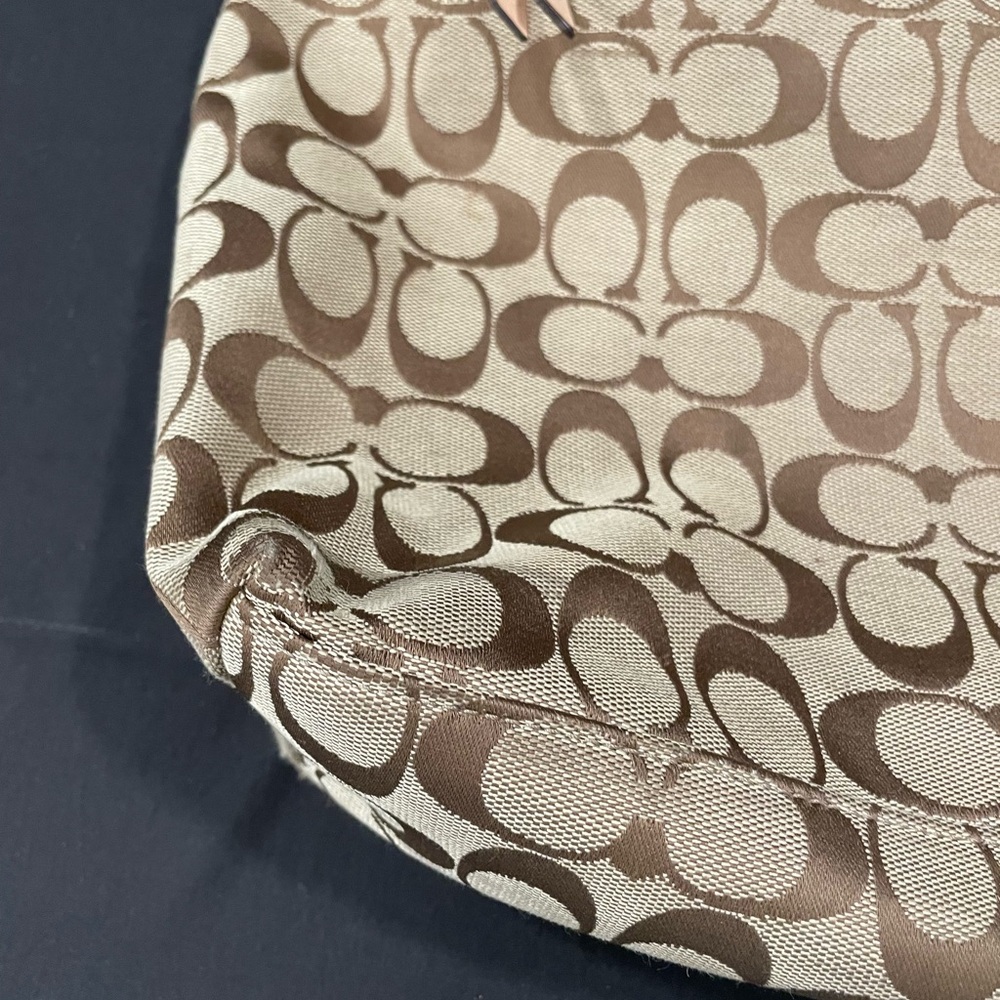 Coach Tan Signature Tote with Leather Accents - Picture 7 of 14